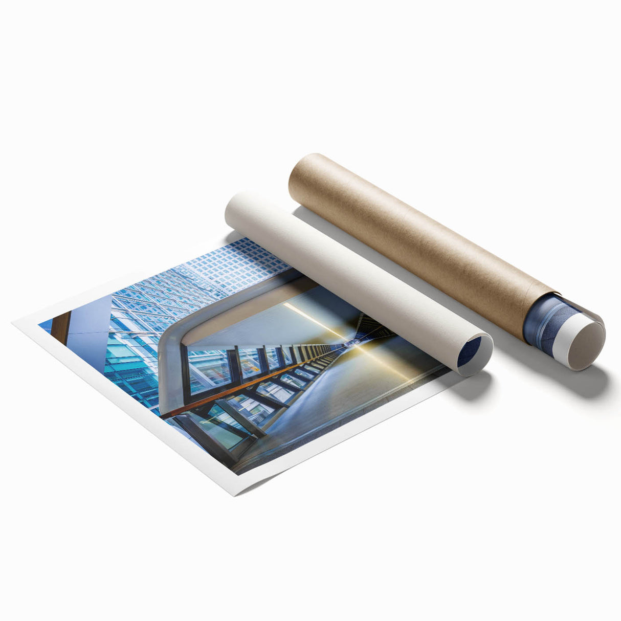 Large rolled print featuring an abstract floral design in soft pastel shades, ideal for classy bathroom wall art.
