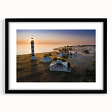 Extra large abstract art print depicting a colorful, textured European scenery in a black frame with mat.