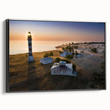 Black and white framed canvas of a vintage European landscape, ideal for bedroom wall art.