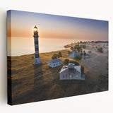 Large canvas print of a serene European landscape in subdued green and blue tones, ideal for kitchen wall art.