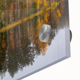 Large abstract wall art depicting a serene Finnish landscape in muted earth tones, acrylic print, ideal for dining room art.