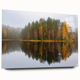 Large abstract wall art depicting a European scenery in Finland, rendered in muted cool tones on acrylic glass.