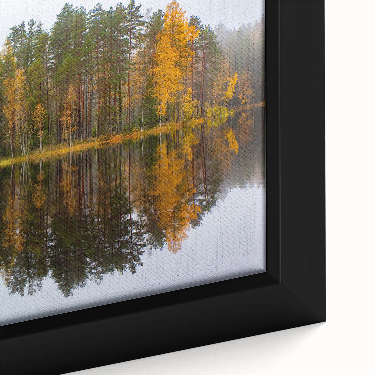 Extra large framed canvas featuring a textured depiction of a European scenery in black with vibrant colorful accents.