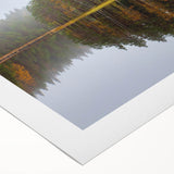 Art deco poster of a serene Finnish landscape, featuring muted blue and green tones on rolled canvas.