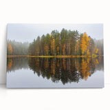 Large black and white stretched canvas of a serene Finnish landscape, ideal for kitchen wall art.