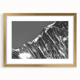Abstract art print of the French Alps in muted earth tones on a framed canvas, suitable for bedroom or dining room decor.