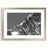 Extra large wall art of abstract French Alps in textured silver frame, ideal for living room decor.