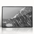 Large abstract wall art of the French Alps in muted earth tones on framed acrylic, suitable for modern art wall decor.