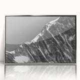 Large art print of the French Alps in muted green and blue tones on a framed acrylic, ideal for modern art wall decor.