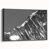Black and white framed canvas of the French Alps landscape, ideal for bedroom wall art.