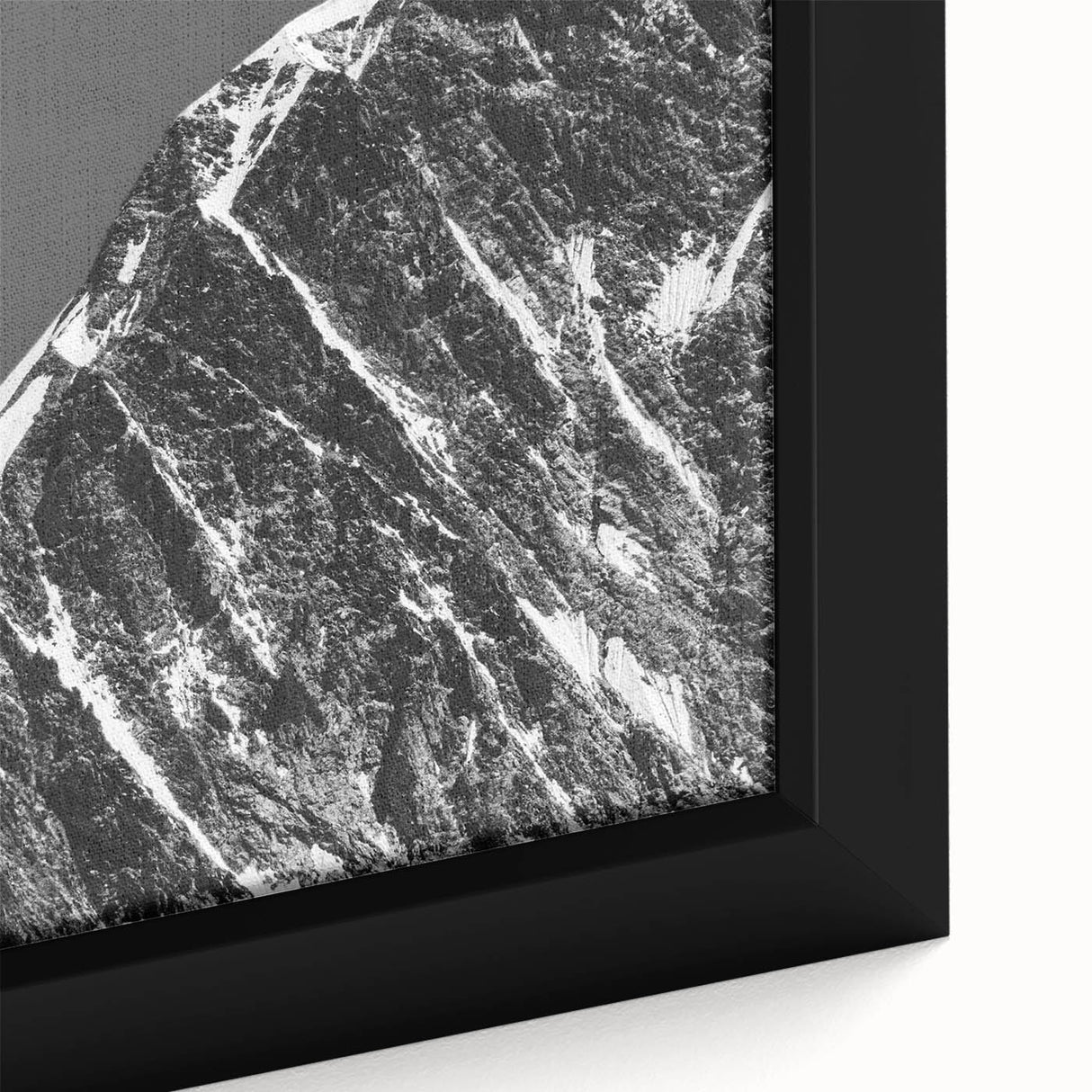 Extra large framed canvas of black wall art depicting the French Alps with colorful, textured brush strokes.