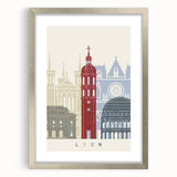 Extra large, abstract art print of Lyon, featuring textured strokes in muted gray tones on a framed canvas.