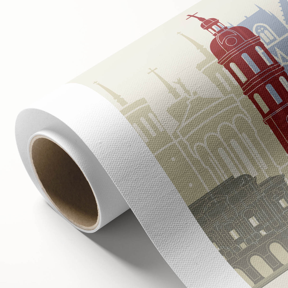 Art Deco poster of Lyon, France, in pastel tones on rolled canvas, ideal for nursery wall art.