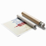 Extra large wall art print of Lyon, France, featuring floral accents in soft pastel colors on rolled canvas.