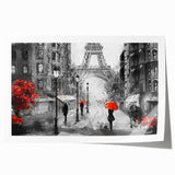 Rolled print of a Parisian street scene in muted watercolor tones, ideal for art wall dining room.