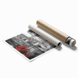 Extra large rolled print of a Parisian street scene in muted watercolor tones, ideal for classy bathroom wall art.