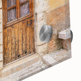 Mid-century modernist art of Provence landscape in muted earth tones on acrylic glass, suitable for dining room art.