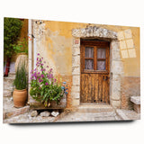 Large abstract wall art of Provence scenery in muted earth tones on acrylic glass, suitable for bedroom or dining room decor.