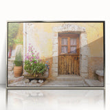 Large art print of a Provencal landscape in muted earth tones on a framed acrylic, ideal for modern art wall decor.