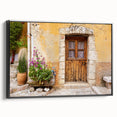 Black and white wall art featuring a vintage-style landscape of Provence, France on framed canvas, ideal for bedroom decor.