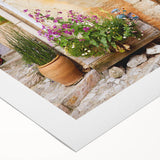 Art deco poster featuring a Provence, France scenery in pastel shades on rolled canvas, suited for dining room or bathroom.