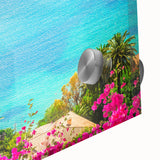 Large abstract depiction of a southern France landscape on acrylic glass, in muted earth tones, ideal for dining room art.