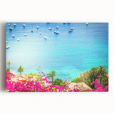 Black and white photograph of a scenic French village on stretched canvas, ideal for kitchen wall art.