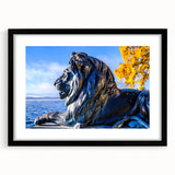 Extra large abstract art print of a colorful Bavarian landscape, textured on a black framed canvas.