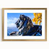 Abstract art print of a Bavarian landscape in muted earth tones on a framed canvas, suitable for dining room decor.