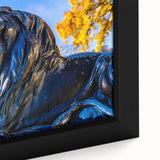 Black wall art featuring a textured depiction of the Bavarian landscape in vibrant colors on a framed canvas.