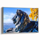 Framed canvas featuring a vintage-style landscape art painting of Bavaria, Germany, with colorful art on a black background.