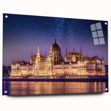 Acrylic print of a European scenery in Hungary, featuring muted earth tones, ideal for dining room decor.