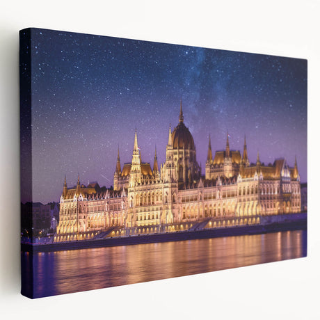 Large art depicting a European cityscape in muted earth tones on stretched canvas, ideal for kitchen wall art.
