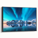 Black and white framed canvas featuring a vintage-style Icelandic landscape, ideal for bedroom wall art.