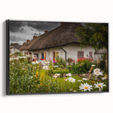 Black and white landscape art painting of a scenic Irish countryside, printed on a framed canvas, suitable for bedroom decor.