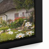 Textured black wall art depicting a vibrant, colorful Irish scenery on a large framed canvas, ideal for living room decor.
