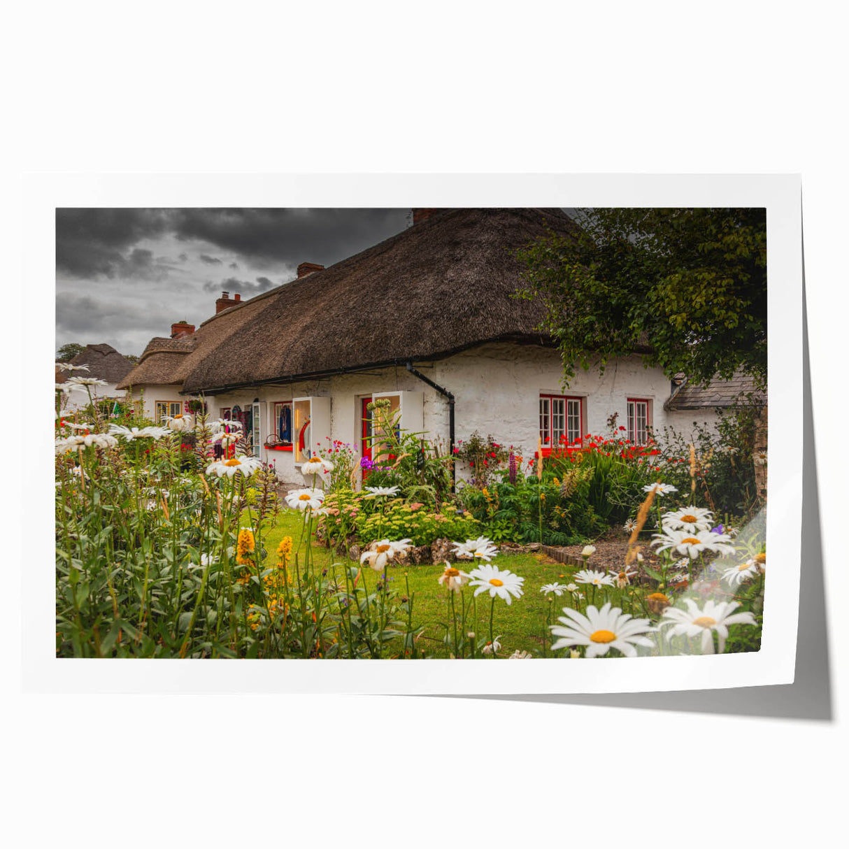 Rolled print of a serene Irish landscape with lush greenery and floral elements, suitable for dining room or bathroom decor.