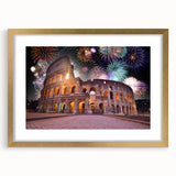 Abstract art print of Rome featuring muted earth tones in a gold frame, ideal for dining room decor.