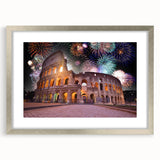 Extra large framed wall art of an abstract Rome scenery in textured silver, ideal for living room decor.