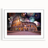 Textured art print of an abstract Rome cityscape in muted earth tones, framed with a white mat, ideal for bedroom wall decor.