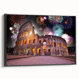 Black and white framed canvas of Rome landscape, ideal for bedroom wall art.