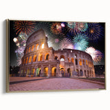 Framed canvas wall art featuring a vintage-style landscape painting of Rome, with muted earth tones, ideal for bedroom decor.