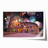Rolled print of Rome's skyline with soft pastel shades, ideal for art wall dining room or large bathroom decor.