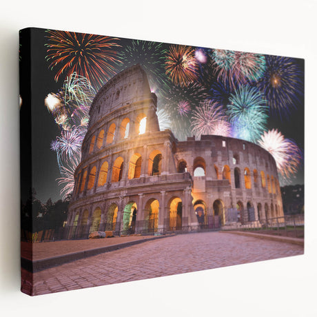 Panoramic view of Rome with muted earth tones on stretched canvas, suitable for kitchen wall art.