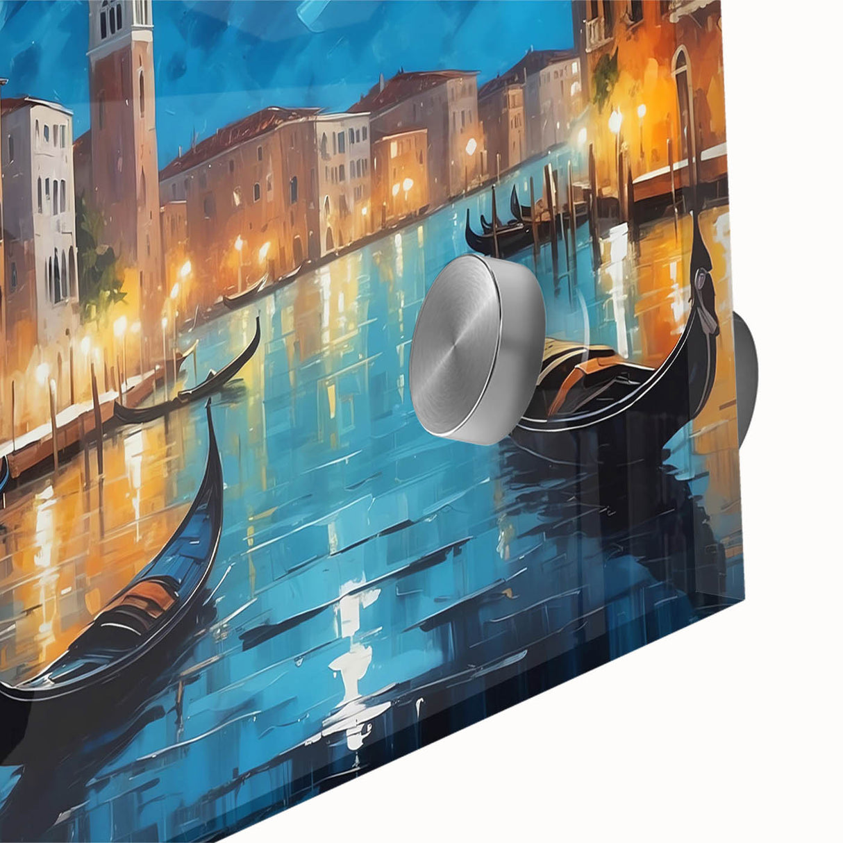 Acrylic print of a large abstract rendition of Venice in muted earth tones, ideal for dining room art.