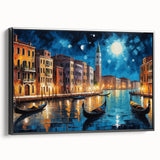 Black and white framed canvas of Venice landscape, ideal for bedroom wall art.