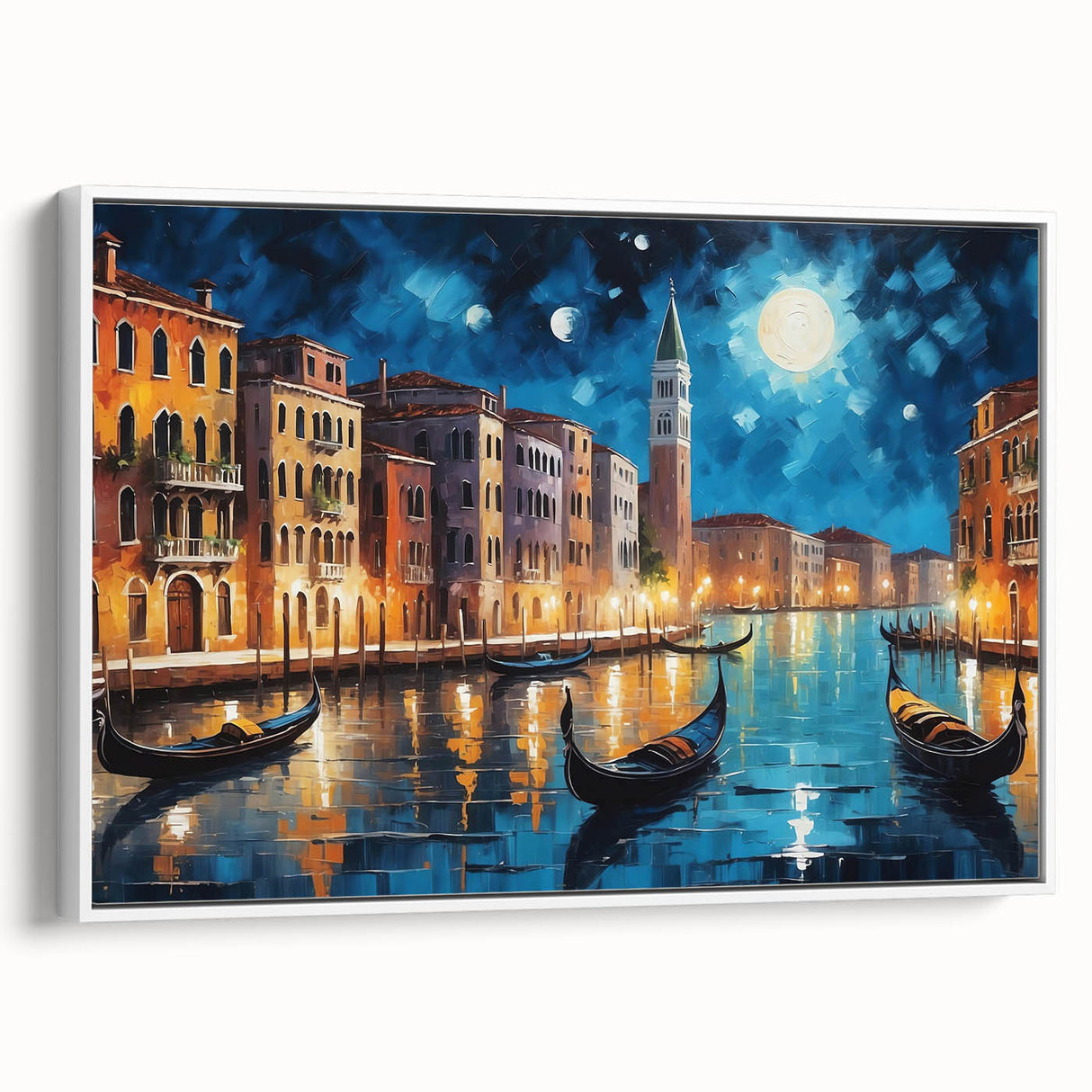 Vintage poster art of Venice with vibrant colors on extra large framed canvas, ideal for living room decor.