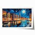 Venetian canal scene with muted earth tones on a rolled canvas, ideal for art wall dining room.