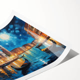 Extra large wall art featuring line art flowers over a Venice scenery backdrop, printed on rolled canvas.