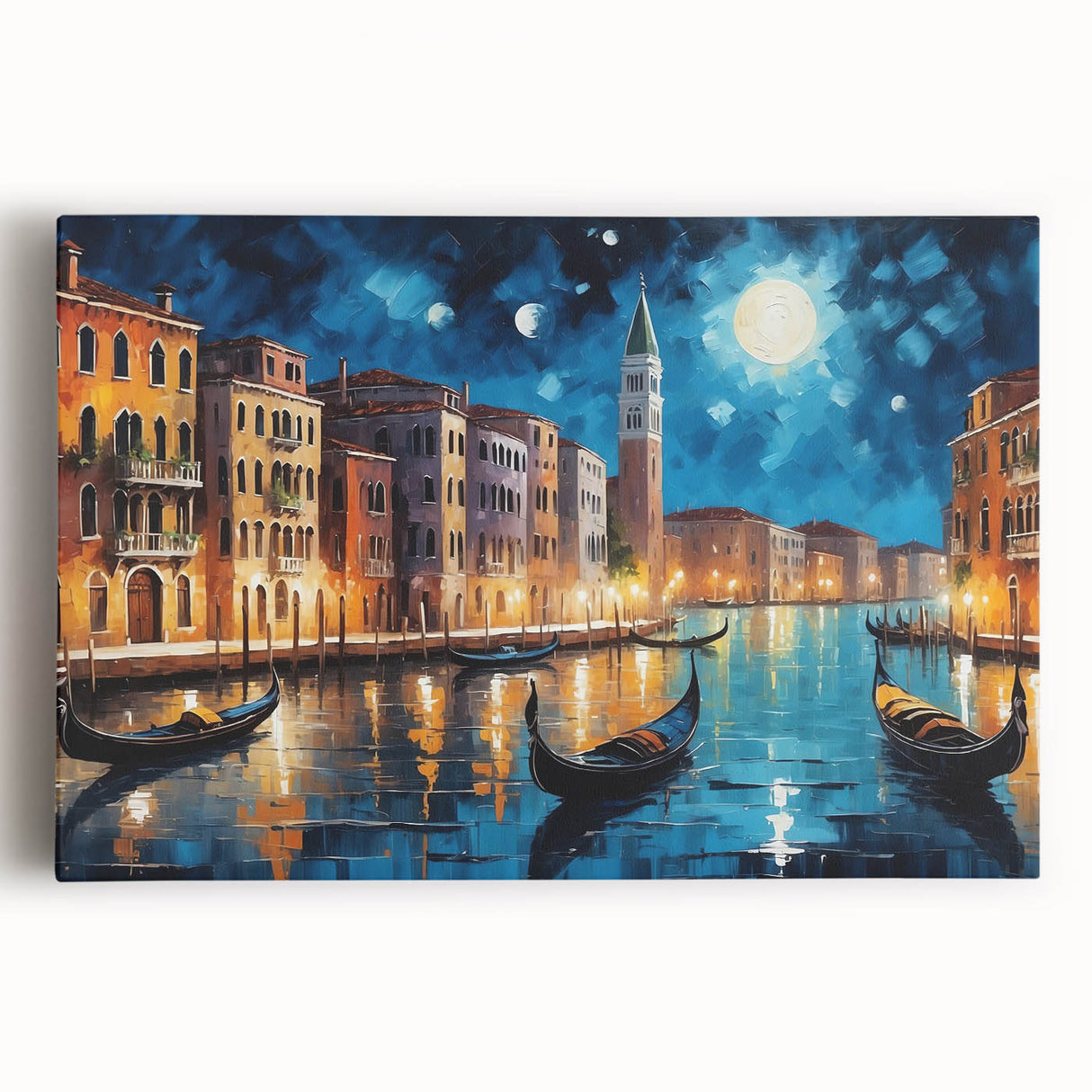 Black and white stretched canvas of Venice scenery, ideal for kitchen wall art or bedroom ambiance.